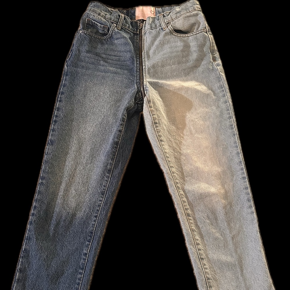 Revice two tone zip up jeans